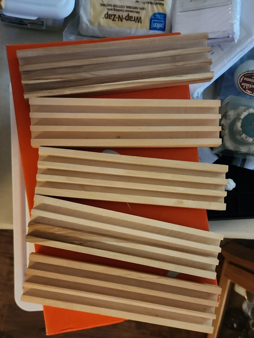 Wooden Quilting Ruler And Template Holders. Five All Together.